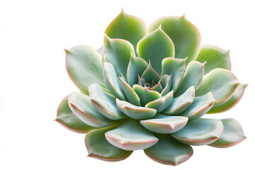 Fototapeta premium A vibrant succulent with green and pale pink leaves, perfect for home decor and gardening. isolated on white background.