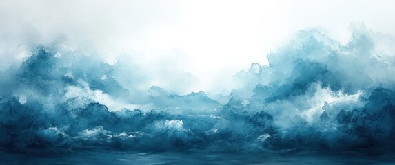 Fototapeta premium Serene Abstract Watercolor Background in Shades of Blue Green Soft Brush Strokes Gentle Gradient Tranquil Peaceful Atmosphere