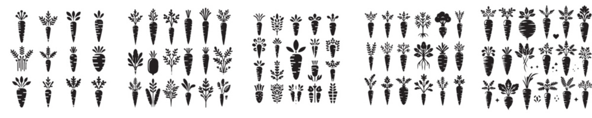 carrot silhouette vector set