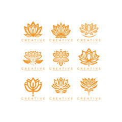 Abstract lotus icon set vector design, Stylized lotus flower logo combination design