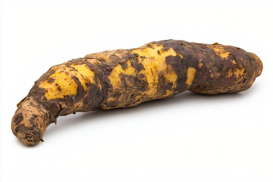 Fresh Yautia Root Vegetable Close Up on White Background Natural and Organic Food Source