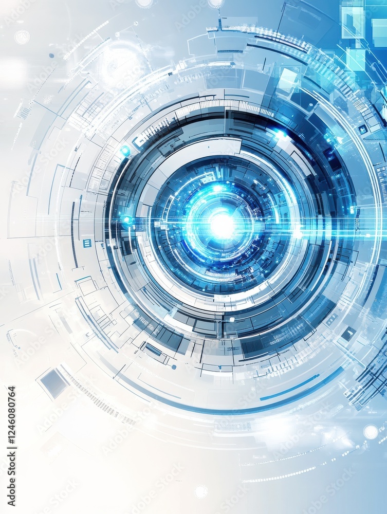 Poster blue tech geometry: abstract vector background with futuristic elements in...