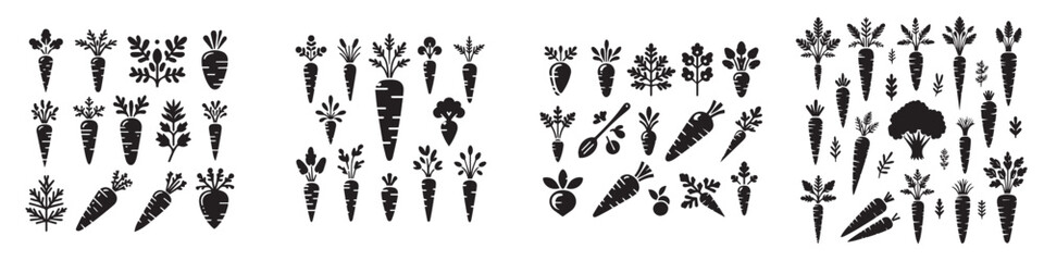 carrot silhouette vector set
