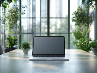 Fototapeta premium Office Meeting Room with Laptop on Conference Table