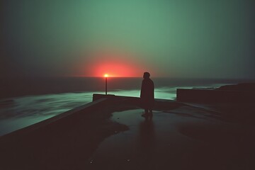 Obraz premium Solitude at Sunset on the Coastline