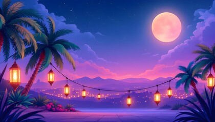 Palm Tree Vector Background Banner