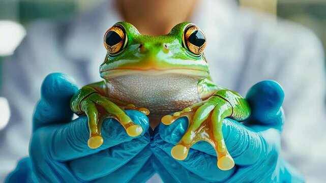 Frog in the laboratory. Generated by ai. animal.