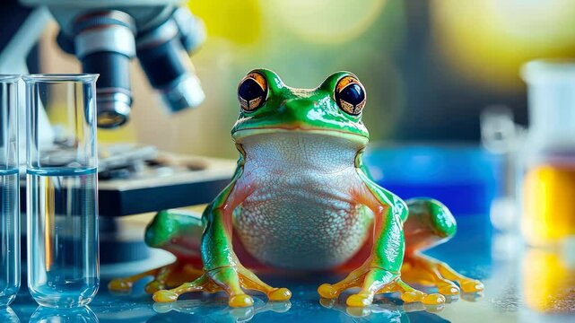 Frog in the laboratory. Generated by ai. animal.