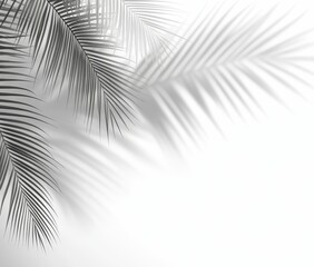 Palm leaf shadows, white background, tropical design, overlay