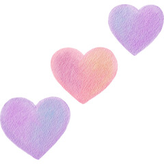 Watercolor purple pink hearts