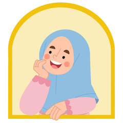 Cheerful woman in hijab illustration