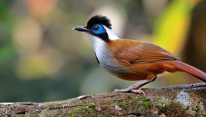 Vibrant Whitecheeked Laughingthrush in Da Lats Verdant Landscape, Vietnam A Striking Avian Portrait Amidst Blooming Flora and Bamboo Groves at Dawn