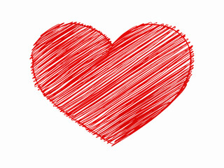 hand drawn red heart line-art