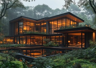 Obraz premium Modern Apartment Buildings at Dusk