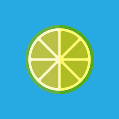 Flat vector lemon lime icon. Food illustration