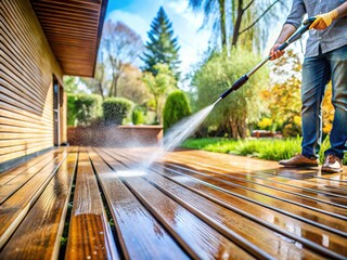 High-Pressure Terrace Cleaning: Wooden Deck Power Washing Detail