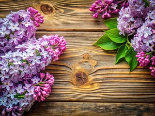 Lilac Blossoms & Rustic Wood: Mother's Day Spring Background