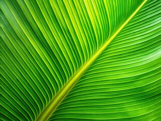 Lush Green Tropical Banana Leaf Close-Up Texture Background