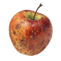 Rotten Rusty Apple in isolate background