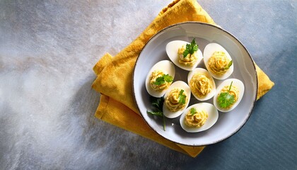 Fresh healthy deviled eggs