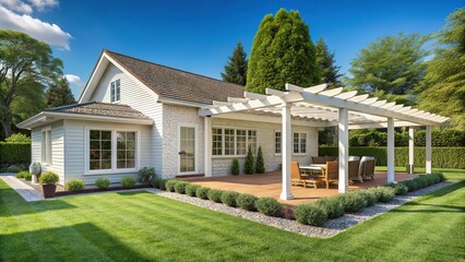 Newly Renovated White Brick Ranch House with Large Yard & Wood Pergola