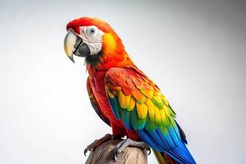 Obraz premium Playful Parrot Toy on Pure White Background: Vibrant Colors & Detailed Textures