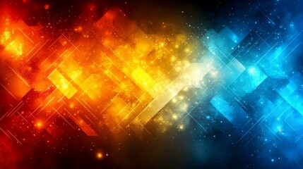 Obraz premium Cosmic Fire and Ice: Abstract Digital Art, Vibrant Galaxy Background, Glowing Energy Texture