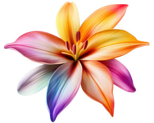 vibrant flower with colorful petals in shades of yellow, orange, pink, and purple, showcasing beautiful blend of colors and intricate details