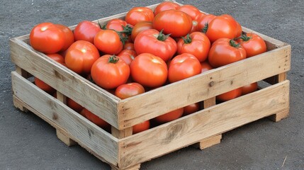 Fresh Tomatoes in Wooden Crate
