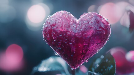 Fototapeta premium Pink heart bokeh background for Valentine's Day.