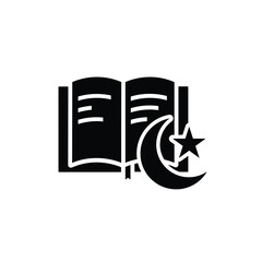 Ramadan icon. Islamic holy book vector. reading the Koran, reciting the Koran, recitations, studying. activities in the holy month of Ramadan. Solid design style