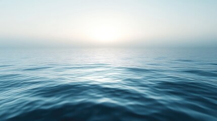 Fototapeta premium Serene Reflections on a Foggy Water Surface with Gentle Ripples and Gradient Sky, Evoking Calmness and Natural Beauty in a Peaceful Setting