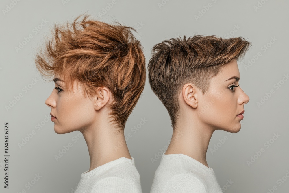 Poster comparison of unkempt hair and stylish haircut showcasing transformation and grooming choices in a s