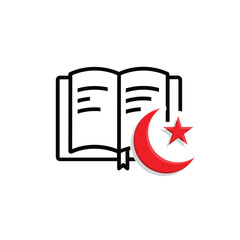 amadan icon. Islamic holy book vector. reading the Koran, reciting the Koran, recitations, studying. activities in the holy month of Ramadan. Mixed design style