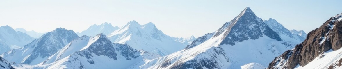 Frosty mountain landscape with snow-capped peak and greyish-brown rocky terrain, mountains, rock, grey