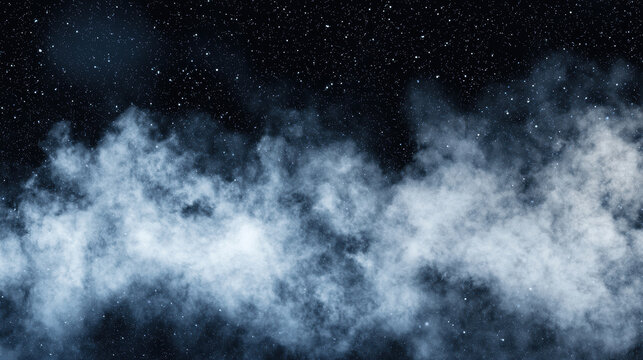 The Impact of PM 2.5 on Health and Environment Themed, Mysterious night sky with clouds and twinkling stars creating serene atmosphere