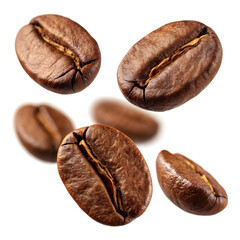 Roasted Coffee Beans Isolated White Background Freshly Roasted Aromatic Oval Brown Beverage Ingredient