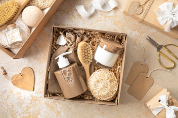 A set of cosmetics for face and body care. Sustainable lifestyle concept.