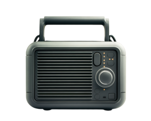 Compact portable radio with built in handle, perfect for outdoor use. Its sleek design and user friendly controls make it ideal companion for music lovers on go