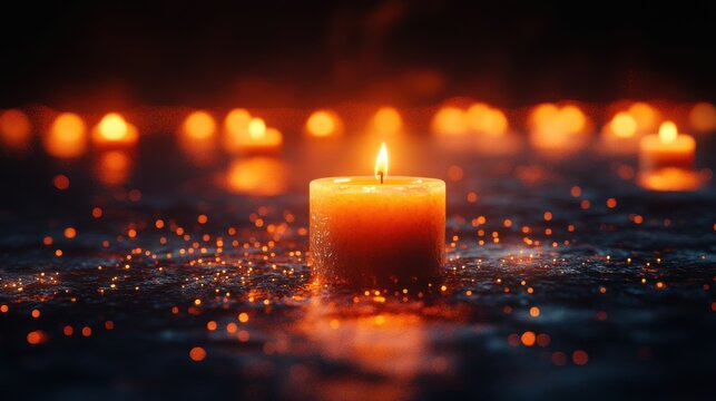 all saints day candles in dark room 3d rendering computer digital drawing