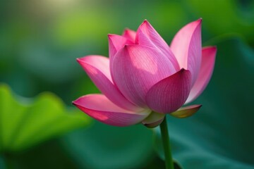 A single water droplet clinging to the stem of a lotus flower, nature, water drop, flower