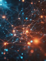Fototapeta premium Glowing Neural Connections Network in Abstract Digital Space. Generative AI