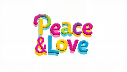 Colorful "Peace & Love" text on white background