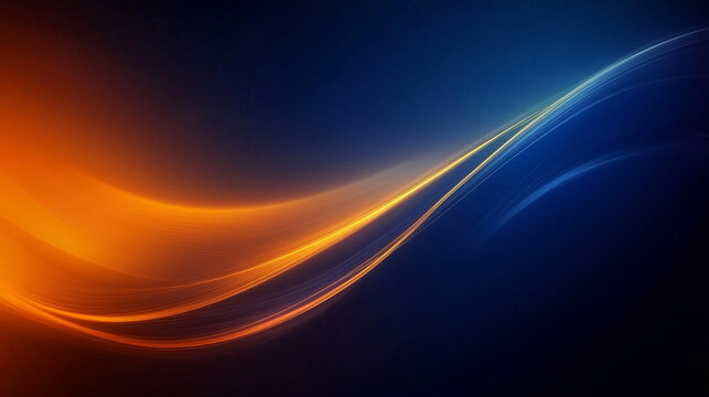 Yellow and orange Waves on blue Background, Generative AI