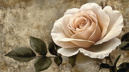 A sophisticated rose design on a textured background, blending traditional artistry with modern style.