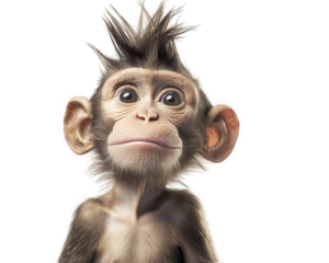 monkey with funny hairstyle looking proud and sassy, showcasing its expressive features and playful demeanor. This charming creature captures attention with its unique appearance and personality