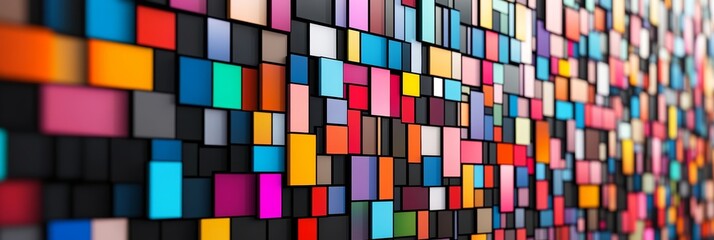 Abstract 3D Illustration of Multicolored Squares A Visual Representation of Data, Code, or Variety