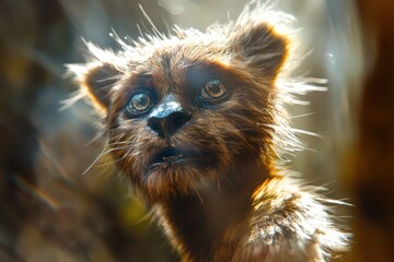 Naklejka premium Close-up of a curious animal with expressive eyes and fur