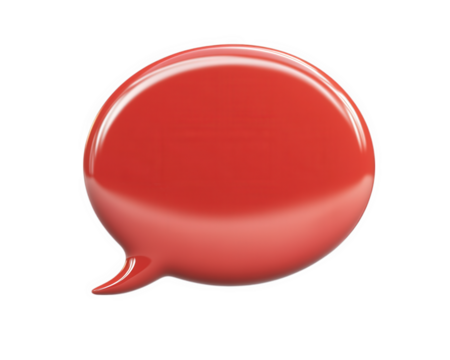 glossy red speech bubble with downward pointing tail, perfect for conveying messages or thoughts. This vibrant design adds playful touch to any communication