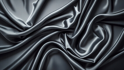 Fototapeta premium Luxury Satin Texture in Dark Gray Folds.